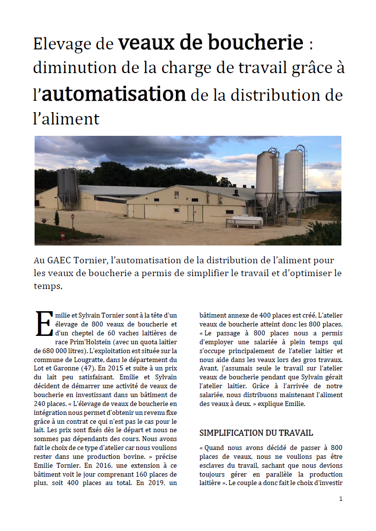 Elevage de Veaux et automatisation de la Distribution des aliments
