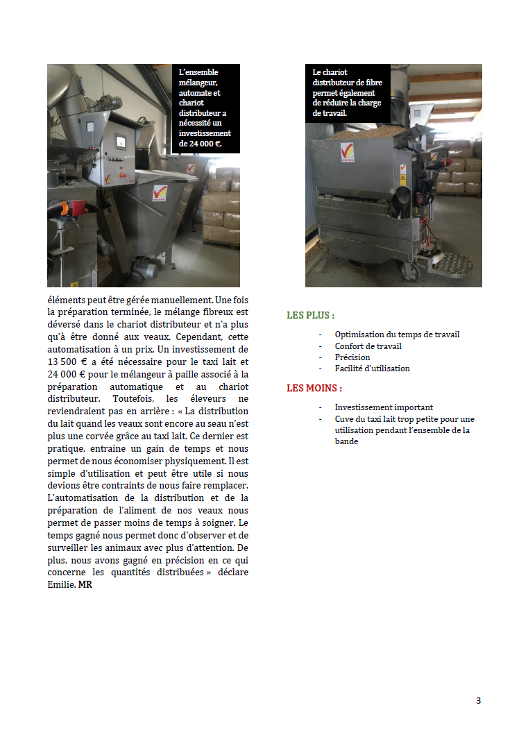 Elevage de Veaux et automatisation de la Distribution des aliments avec chariot
